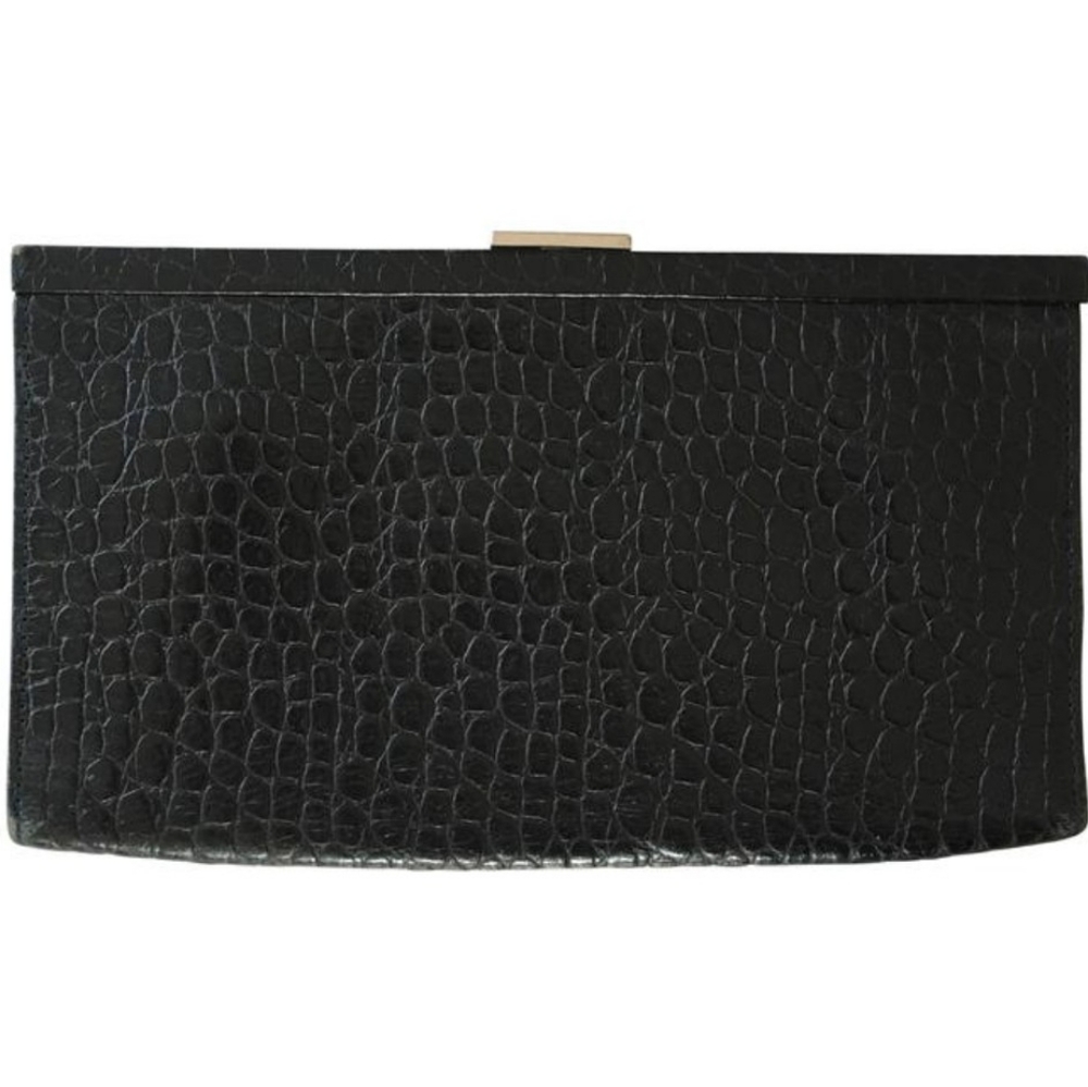 BANANA REPUBLIC Dark Brown Embossed Leather Clutch NWOT